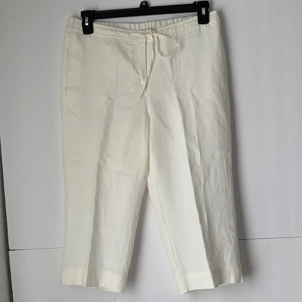 Kim Roger’s Cropped Linen with Drawstring Pants Size 10P